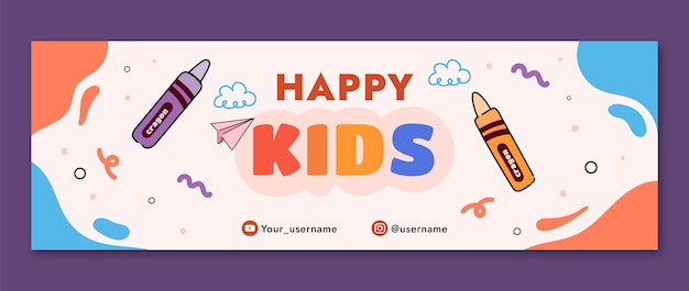 Modelo de cabeçalho do twitter de entretenimento infantil plano