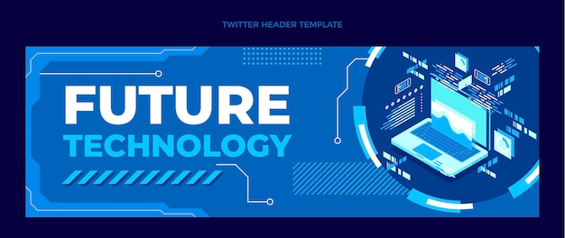 Modelo de cabeçalho do twitter de tecnologia plana mínima