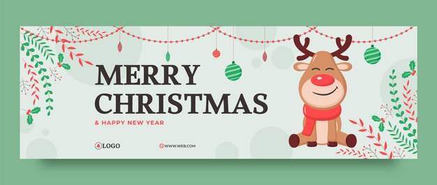 Modelo de cabeçalho do twitter de temporada de natal plana