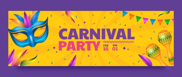 Modelo de cabeçalho do Twitter para celebração de festa de carnaval