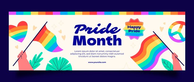 Modelo de cabeçalho do Twitter para celebração do mês do orgulho