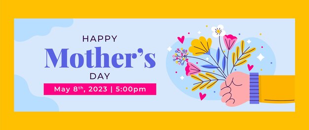 Modelo de cabeçalho do twitter plano para celebração do dia das mães