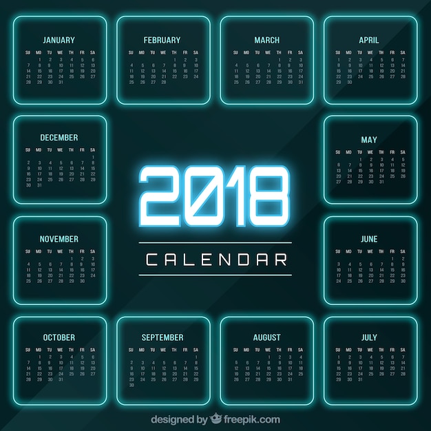 Modelo de calendário 2018 moderno