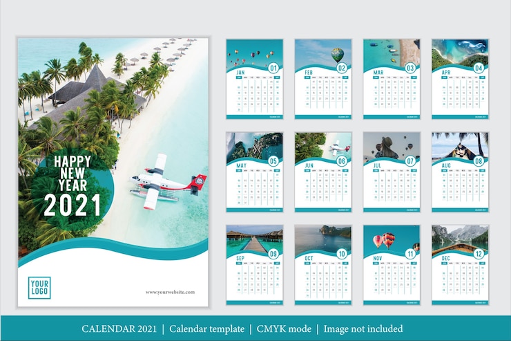 Vetor grátis modelo de calendário 2021 de design moderno