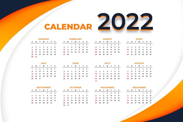 Modelo de calendário 2022 em estilo de design moderno