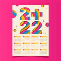 Vetor grátis modelo de calendário 2022 em estilo de papel