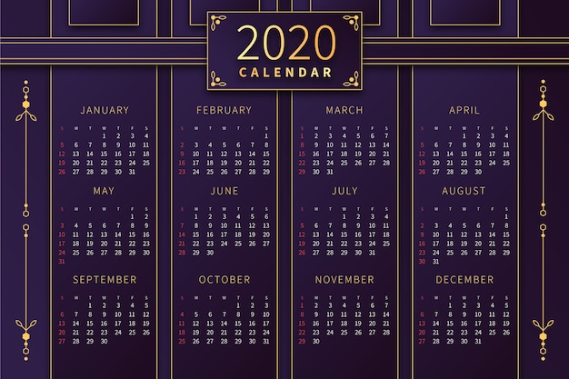 Vetor grátis modelo de calendário abstrato 2020