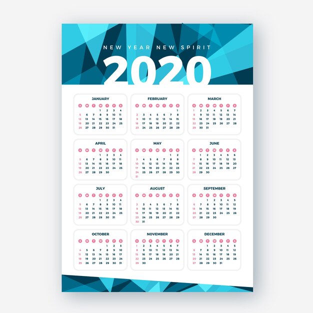 Modelo de calendário abstrato 2020