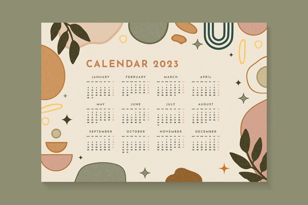 Vetor grátis modelo de calendário anual de 2023 desenhado à mão