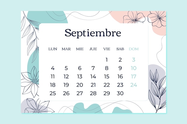 Vetor grátis modelo de calendário anual desenhado à mão