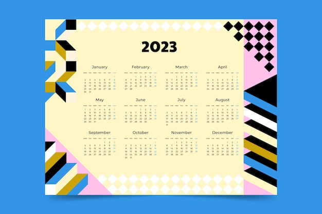 Vetor grátis modelo de calendário anual plano 2023