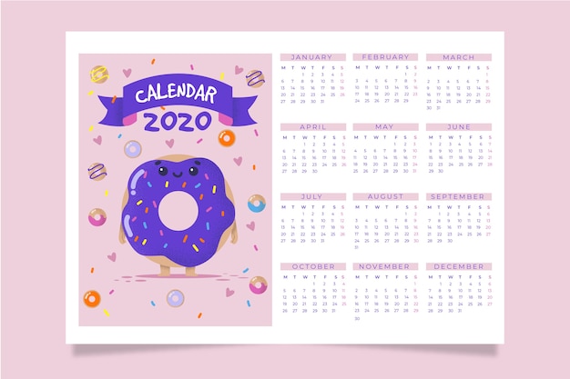 Modelo de calendário bonito 2020