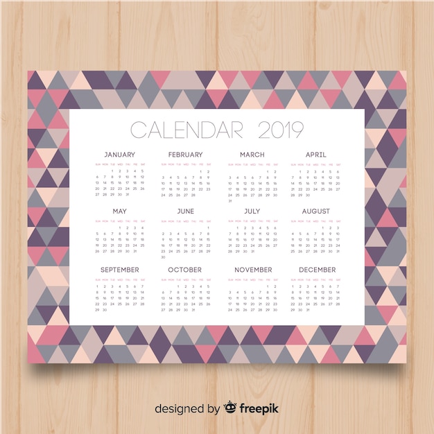 Modelo de calendário bonito de 2019