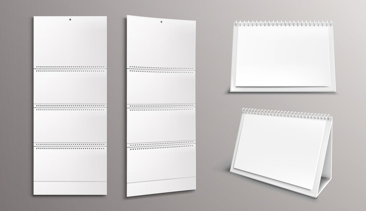 Vetor grátis modelo de calendário com páginas em branco e fichário