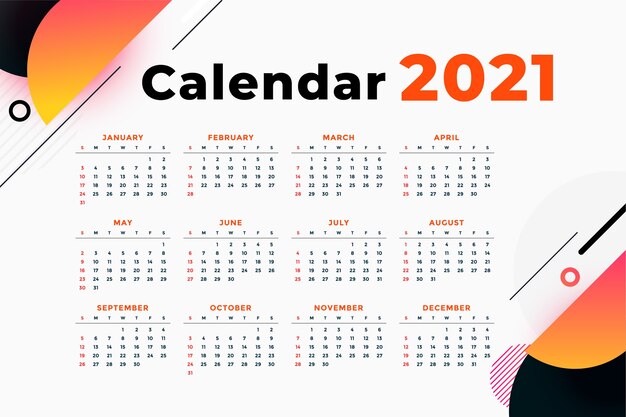 Modelo de calendário de ano novo abstrato moderno