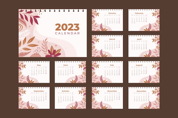 Modelo de calendário de mesa plano 2023