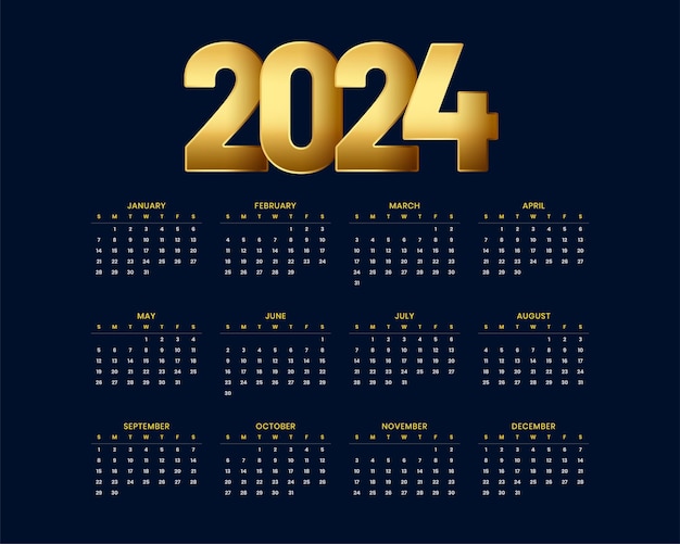 Vetor grátis modelo de calendário de negócios de 2024 com um vetor de toque profissional premium