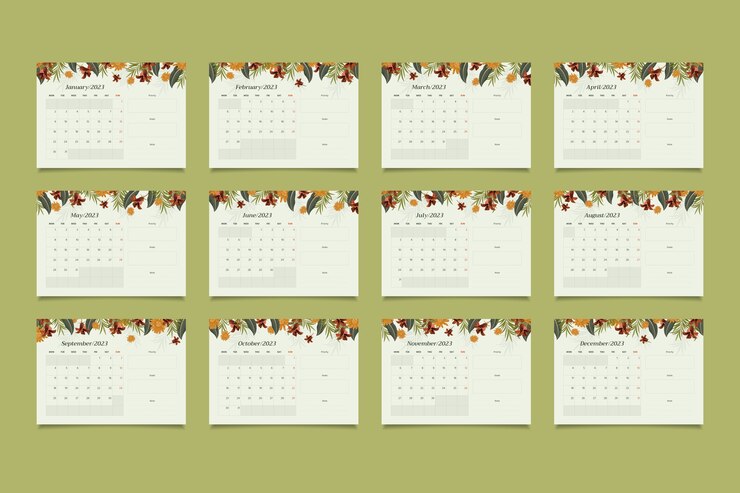Vetor grátis modelo de calendário de planejador mensal de 2023 desenhado à mão