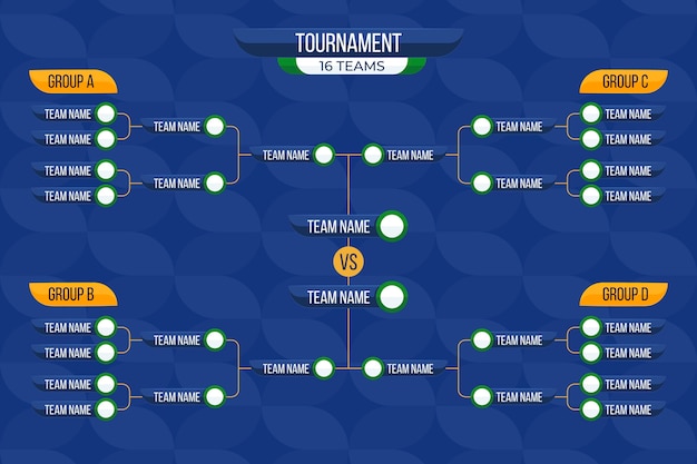 Modelo de calendário de torneio de design plano