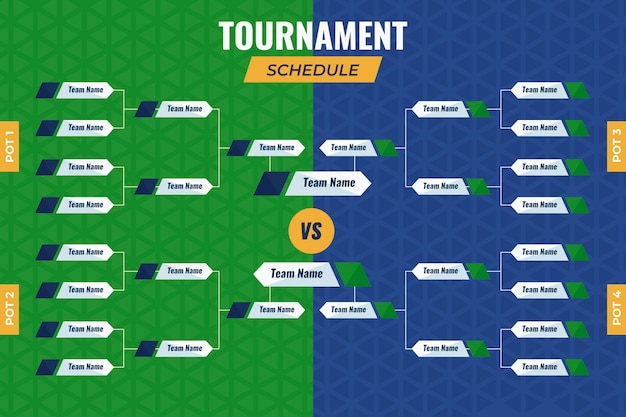 Vetor grátis modelo de calendário de torneio de design plano