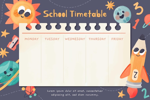 Vetor grátis modelo de calendário de volta às aulas em aquarela
