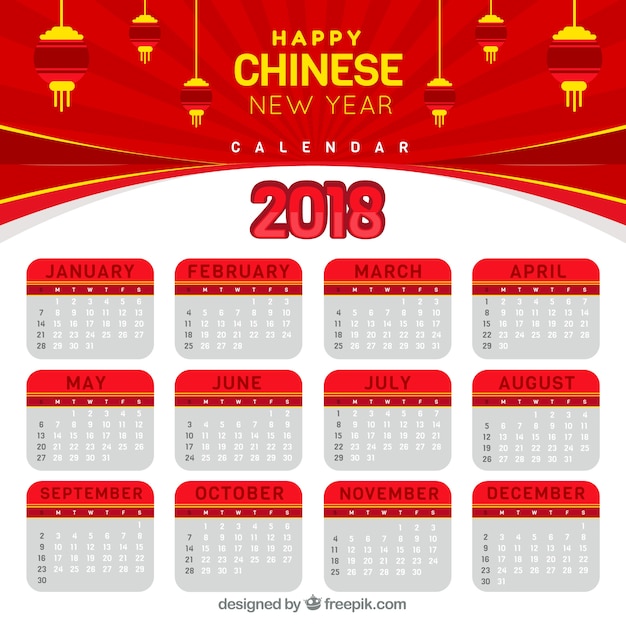 Modelo de calendário do ano novo chinês