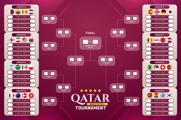 Modelo de calendário do campeonato mundial de futebol gradiente