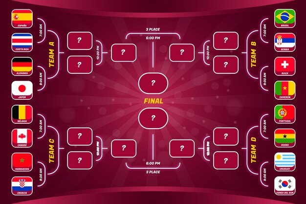 Modelo de calendário do campeonato mundial de futebol gradiente