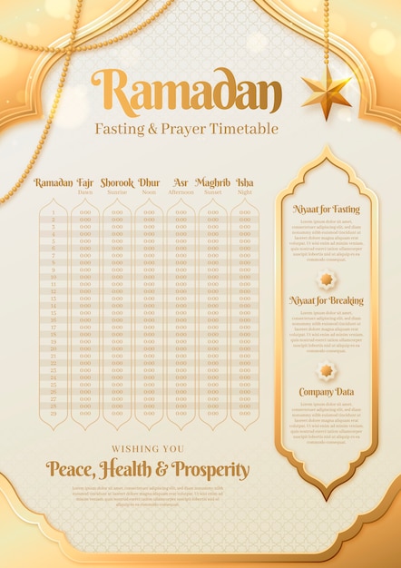 Modelo de calendário do ramadã gradiente