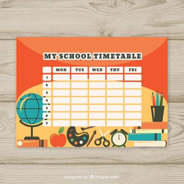 Modelo de calendário escolar com design plano