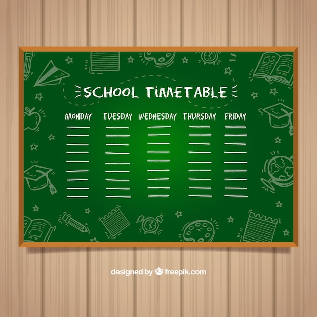 Vetor grátis modelo de calendário escolar com estilo desenhado de mão