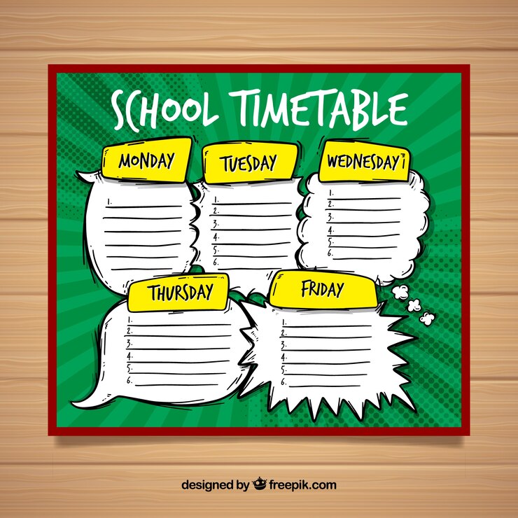 Vetor grátis modelo de calendário escolar com estilo desenhado de mão