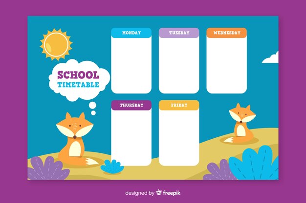 Vetor grátis modelo de calendário escolar de estilo simples