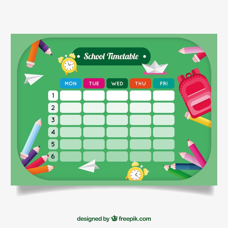 Vetor grátis modelo de calendário escolar para organizar atividades