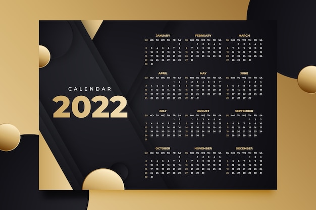 Modelo de calendário gradiente 2022