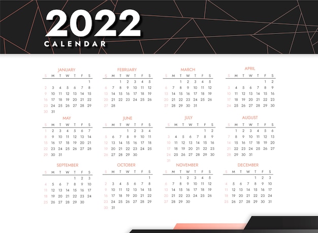 Vetor grátis modelo de calendário gradiente 2022