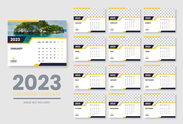 Vetor grátis modelo de calendário limpo de ano novo de 2023