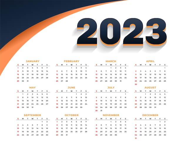 Modelo de calendário para impressão 2023 para mesa de escritório