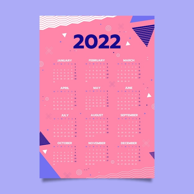 Modelo de calendário plano 2022