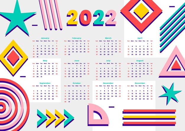 Modelo de calendário plano 2022