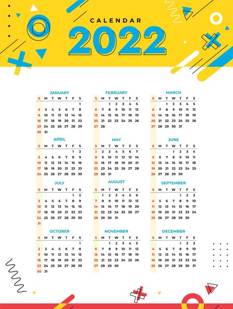 Vetor grátis modelo de calendário plano 2022