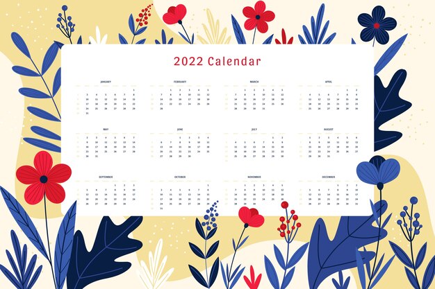 Modelo de calendário plano 2022