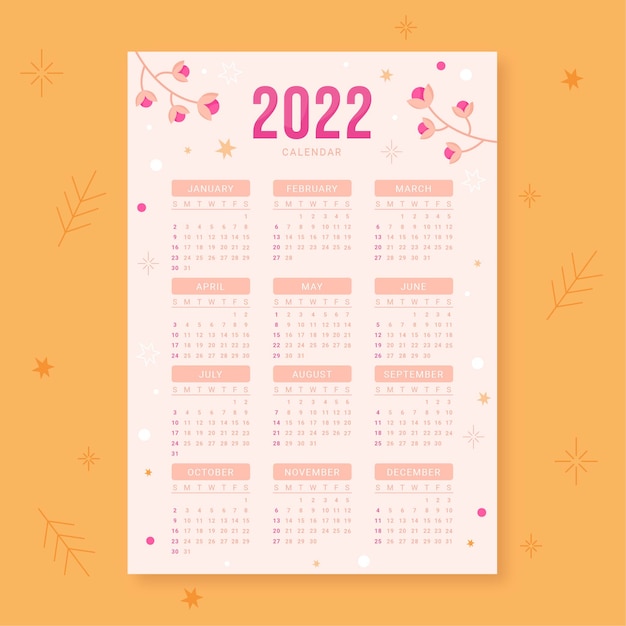 Vetor grátis modelo de calendário plano 2022