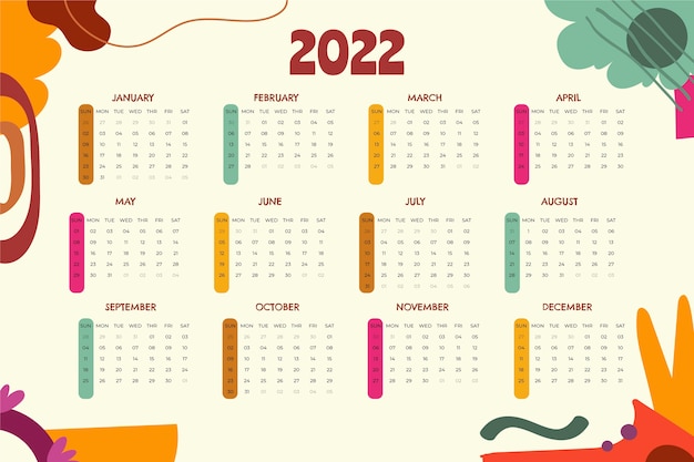 Vetor grátis modelo de calendário plano 2022