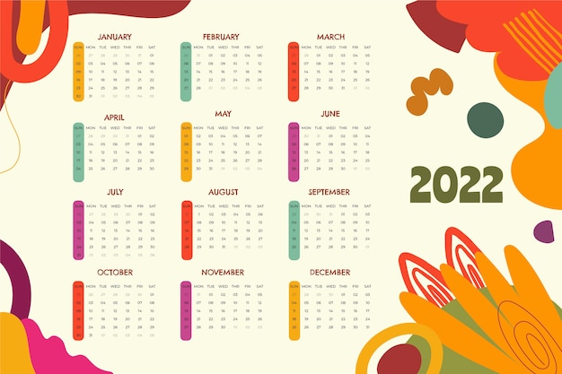 Modelo de calendário plano 2022