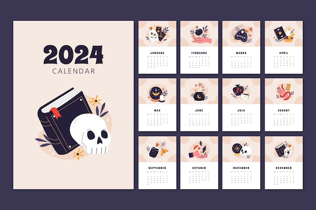 Modelo de calendário plano 2024