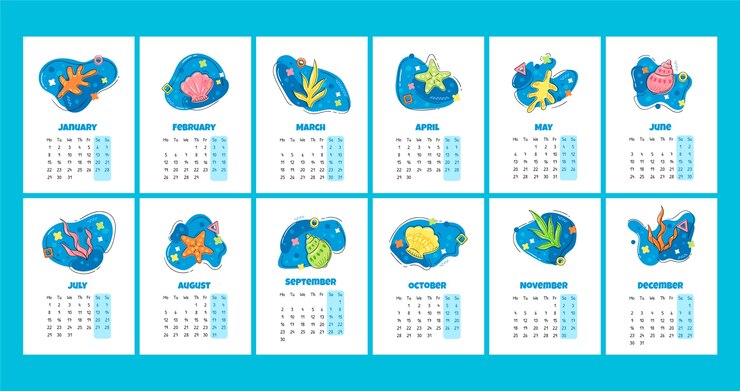 Vetor grátis modelo de calendário plano 2024