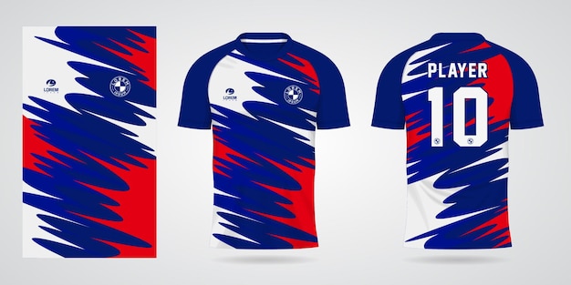 camisa vermelha azul e branca