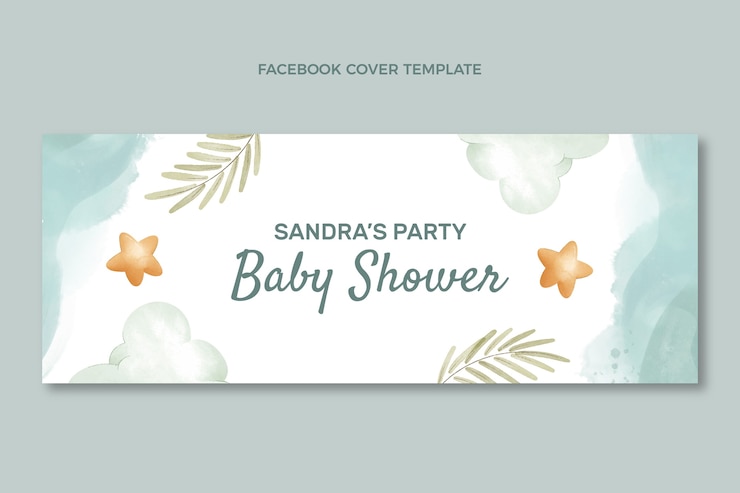 Vetor grátis modelo de capa de facebook com design de chá de bebê fofo