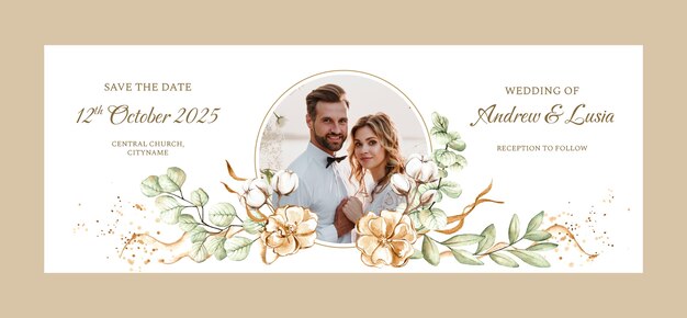 Modelo de capa de facebook de celebração de casamento
